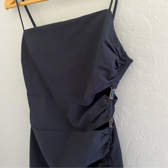 Zara Black Cut Out Mini Dress Womens M NYE LBD Sexy Cocktail Evening Event - Picture 5 of 9